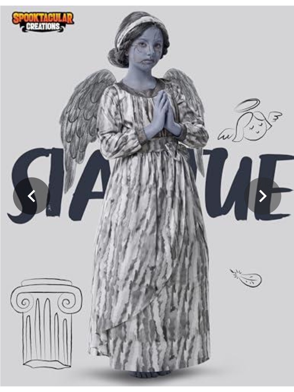 Spooktacular Creations Statue Angel Costume - Gray Angel Dress